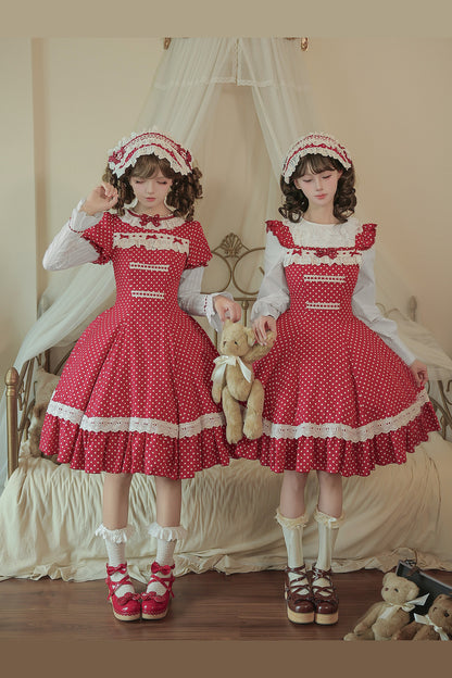 Polka Dot Ruffled Dress With Base Top Set-Up