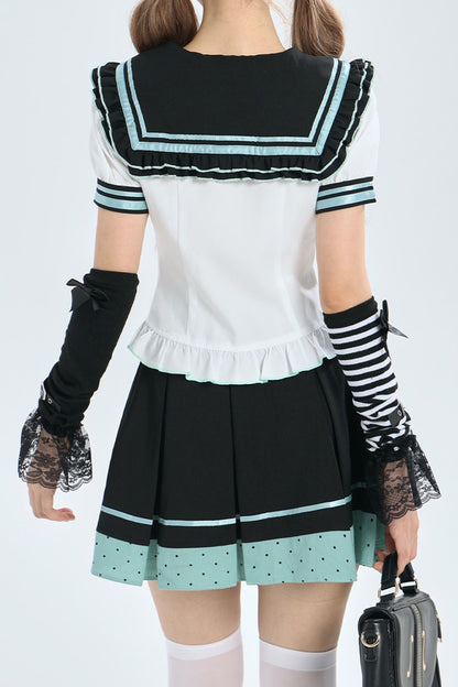 Cyber Dream Bat Polka Dot Sailor Top and Skirt Set-Up