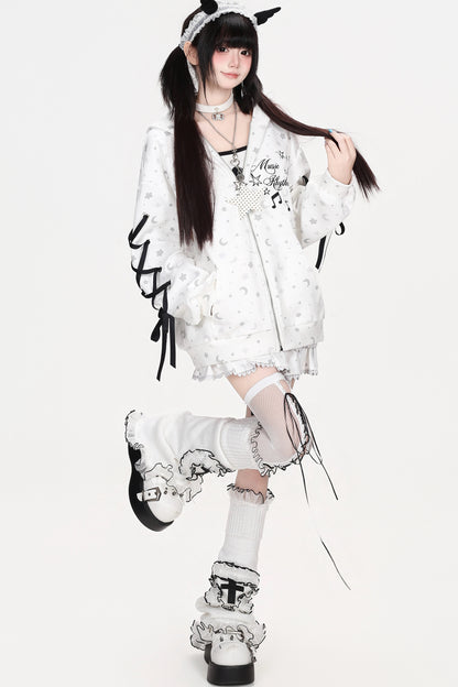 Star Night Hooded Jacket Skirt Set-Up