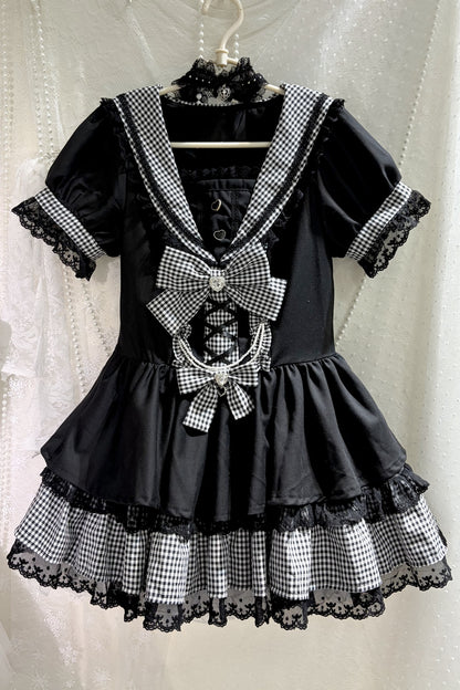 Gingham Plaid Sailor Little Devil Dress