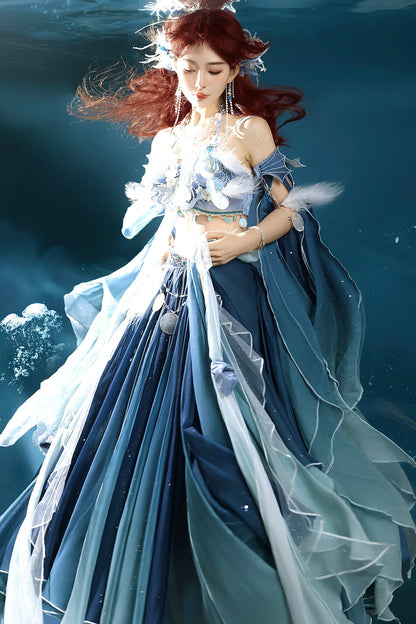 Exotic Mermaid Princess Hanfu Skirt and Camisole Set-Up