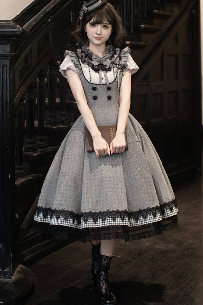 Ruffle Collar Shirt and Dress Set-Up