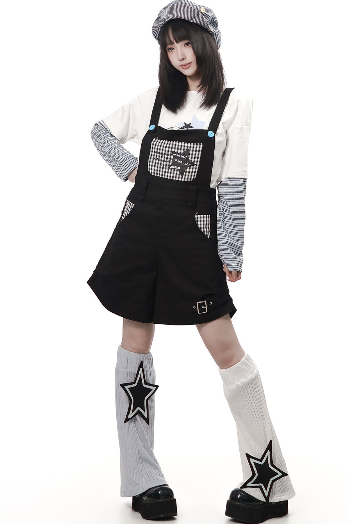 Graffiti Overalls and Striped Top Set-Up