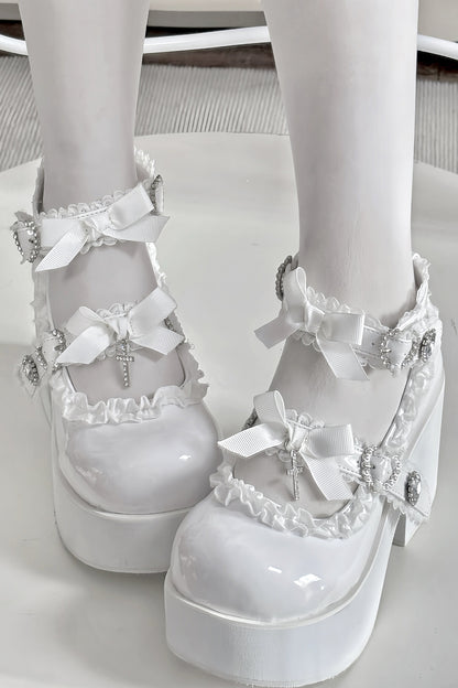Cross Lace-Up Platform Shoes
