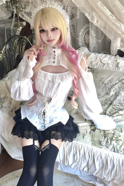 White Rose Lace Top and Skirt Set-Up