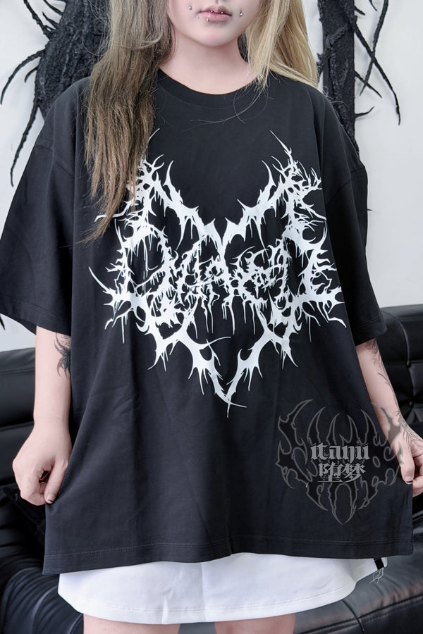 ゴシックグラフィックプリントルーズTシャツ