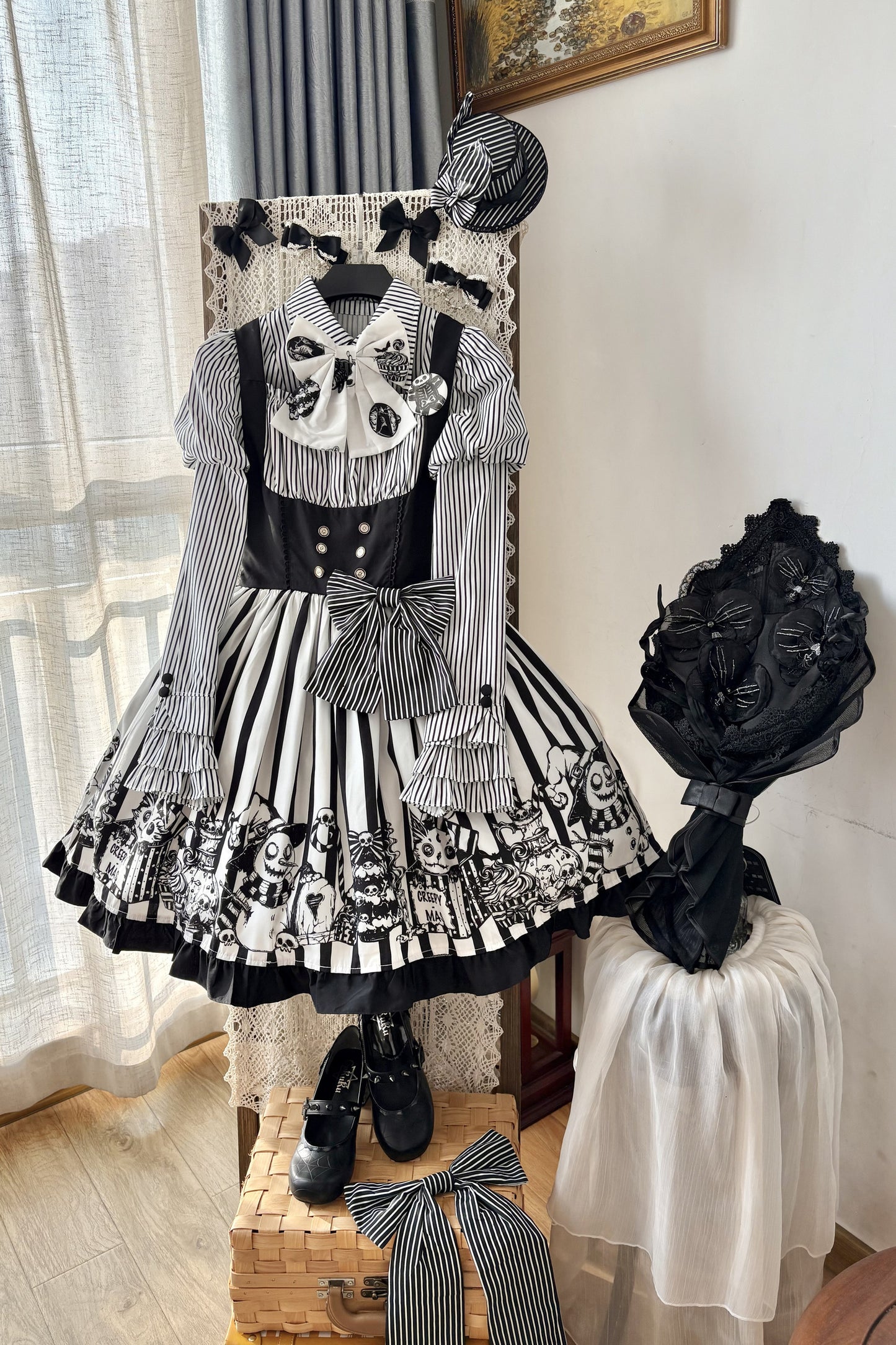 Weird Christmas Doll Bear Jsk Bustier Dress and Shirt Set-Up