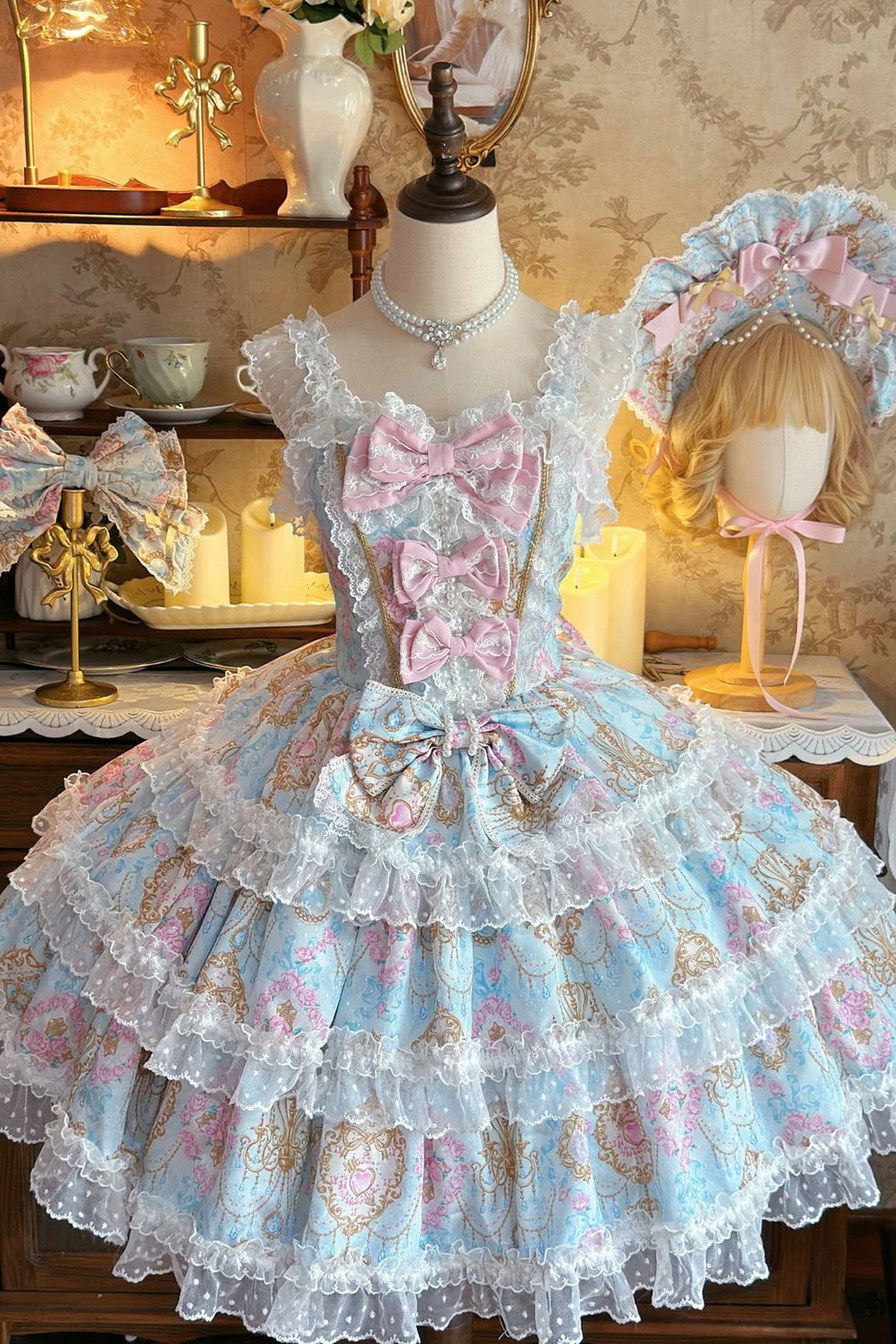 Elegance Floral Wall Doll-Like JSK Dress