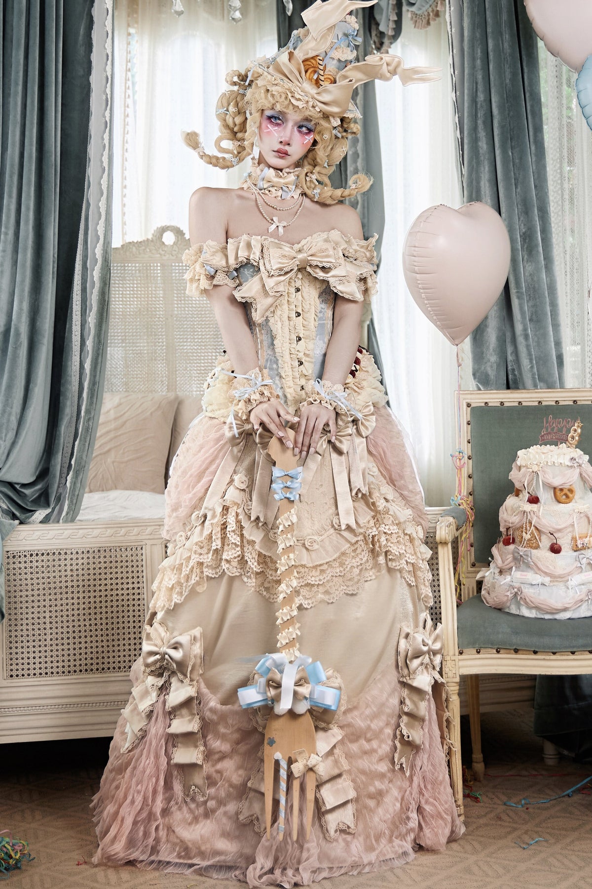 French Rococo Cake Corset Camisole With Accessory Set-Up