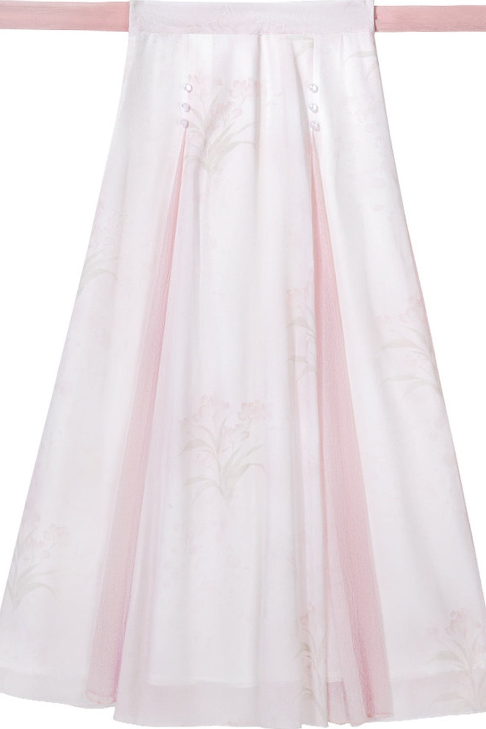 Rosa Hanfu-Hemd-und-Rock-Set mit nebligen Tulpen