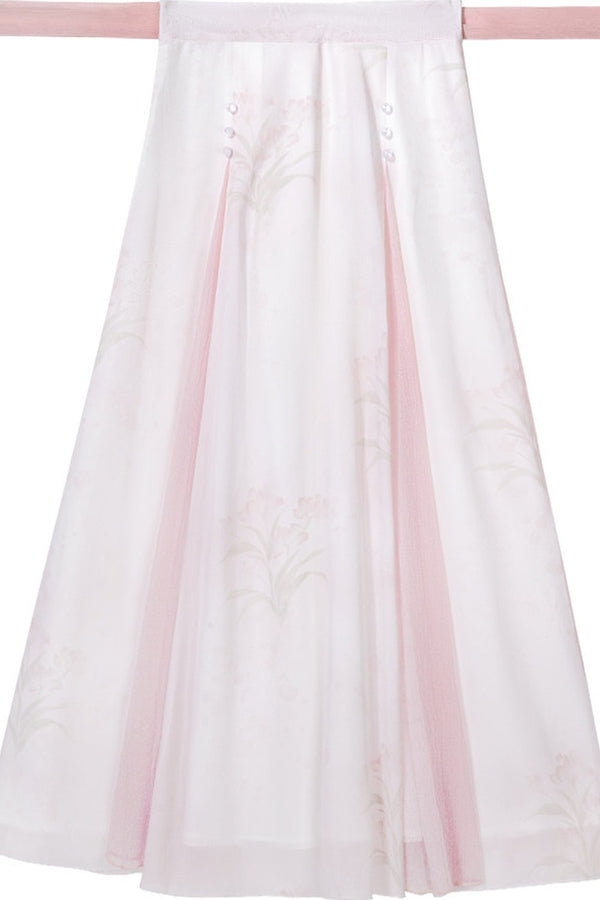 Pink Misty Tulip Hanfu Shirt and Skirt Set-Up