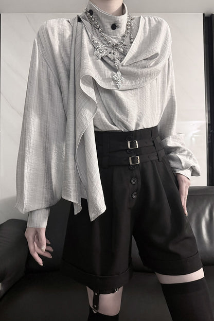 Mid-Waist Double Belt Biker Shorts