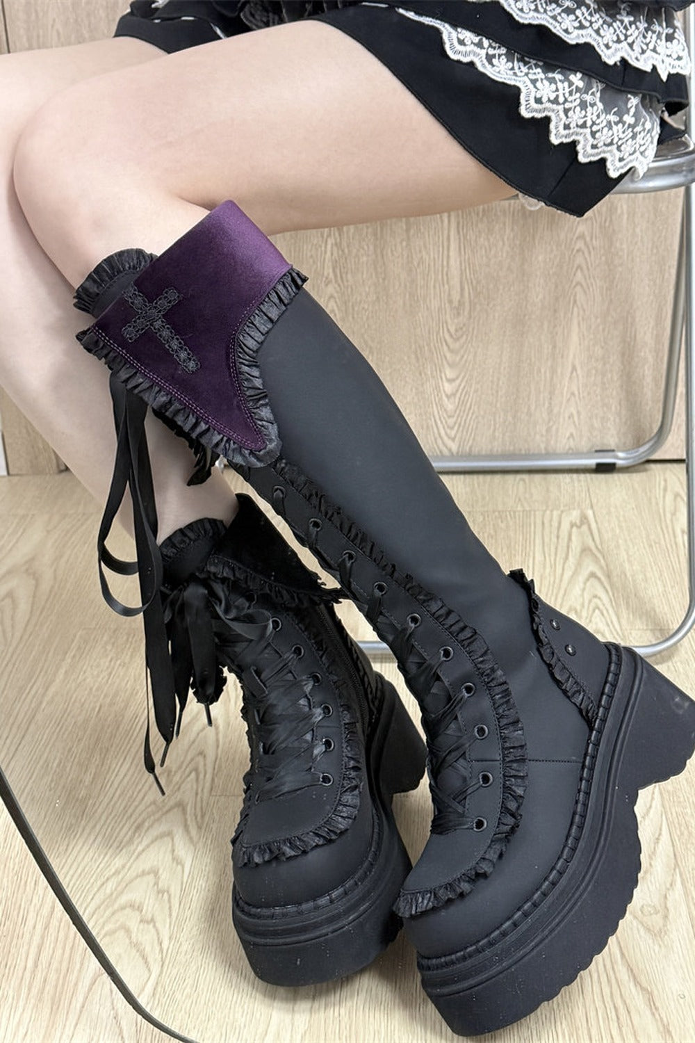 Gothic Cross Platform Boots