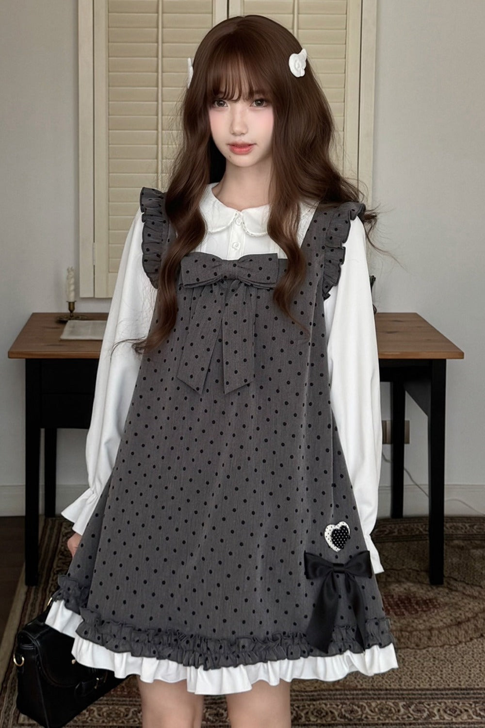 Layered-Look Polka Dot Dress