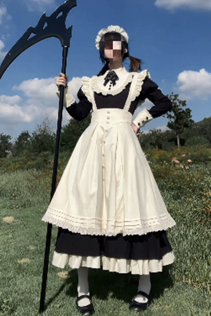 Robe tablier de soubrette à col montant