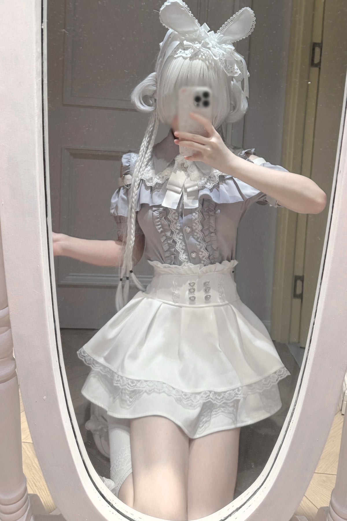Cherry Short-Sleeve Shirt and Skirt Set-Up