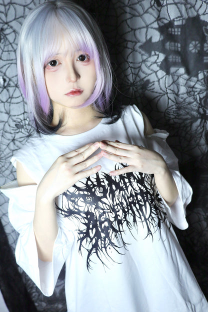 サブカルパンクオフショルTシャツ