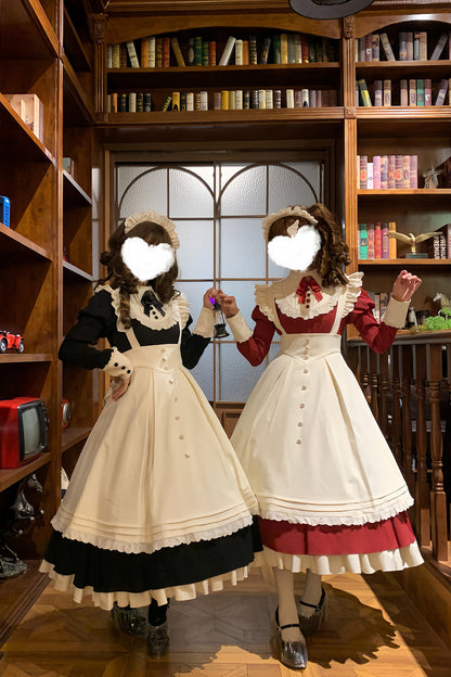 Robe tablier de soubrette à col montant