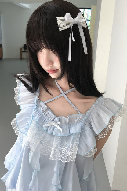 ミルキーブルー姫フリルトップス＋スカート