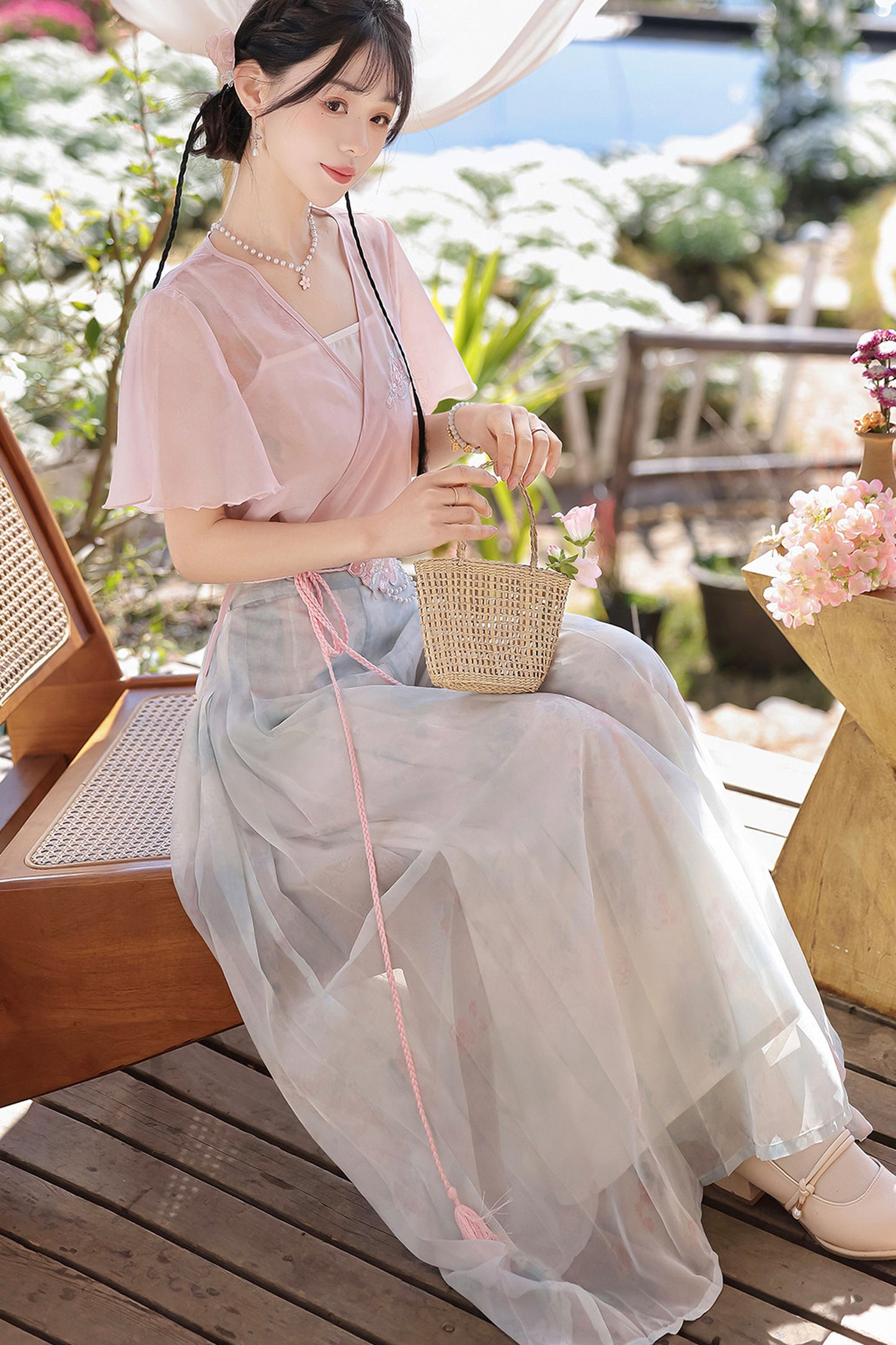 New Chinese Style Hanfu Top and Pants Set