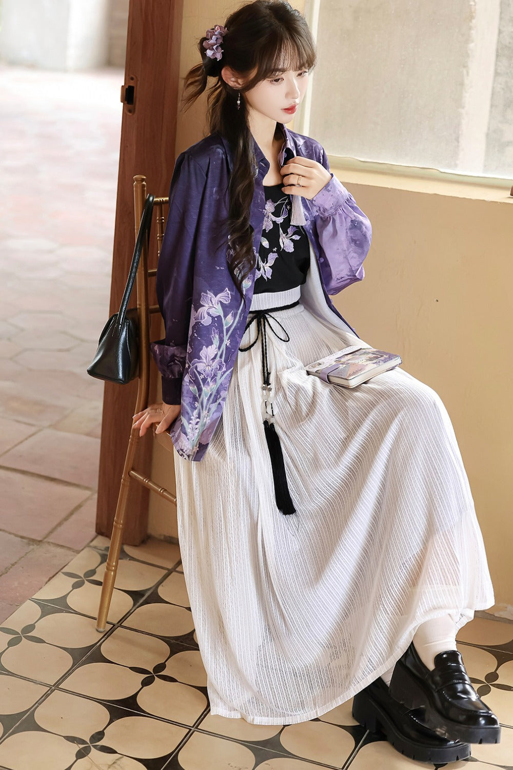 Iris Mist New Chinese Style Shirt and Skirt Set-Up