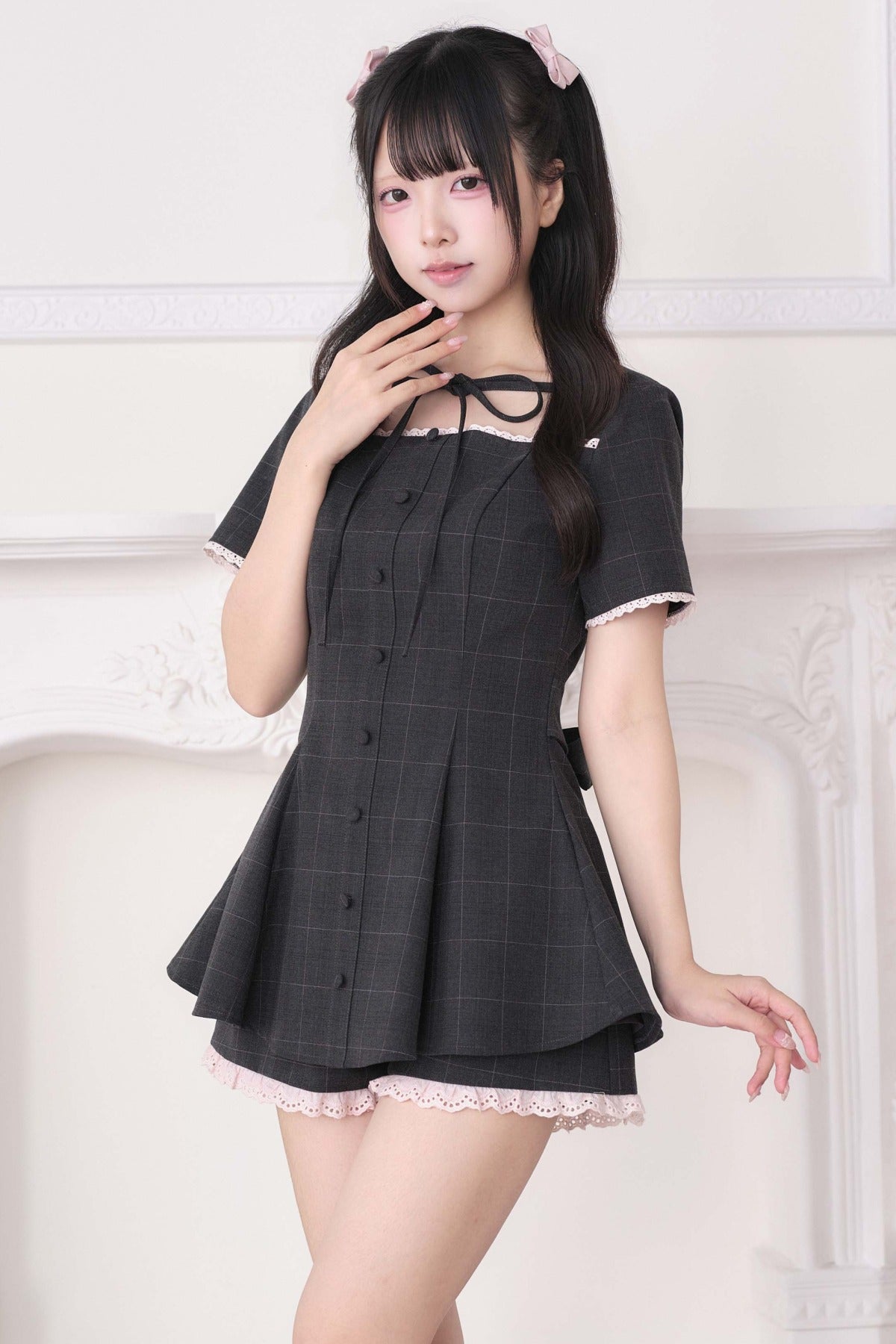 Lace Trim Plaid Dress