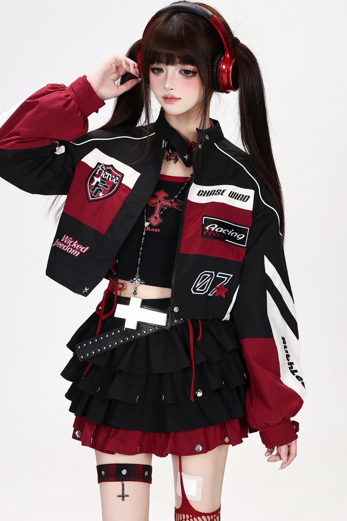 American Style Embroidered Short Jacket and Skirt Set-Up