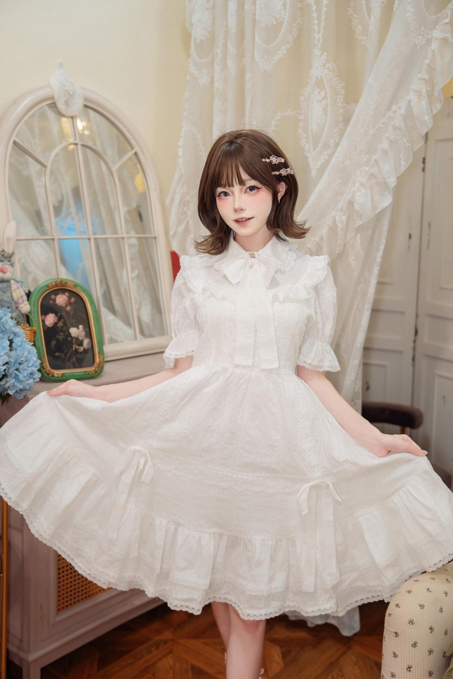 White Lace Lolita Dress