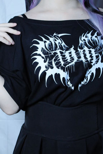 サブカルパンクオフショルTシャツ