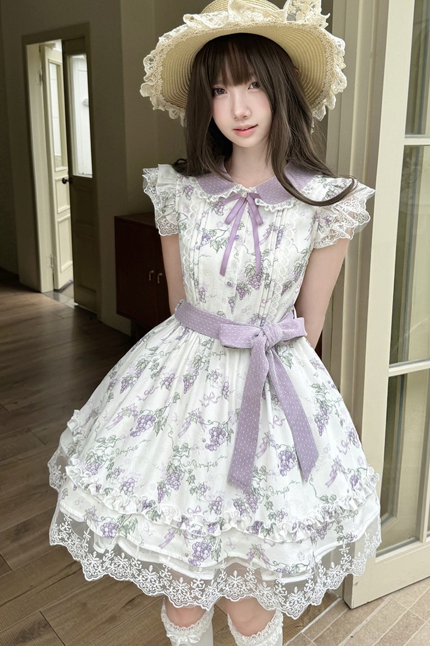 Grape Vine Floral Lace Dress