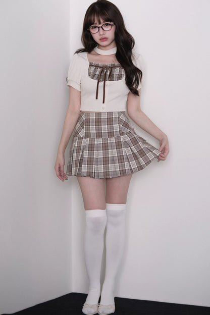 [Pre-order Item] Jirai Kei Plaid Pleated Set-Up