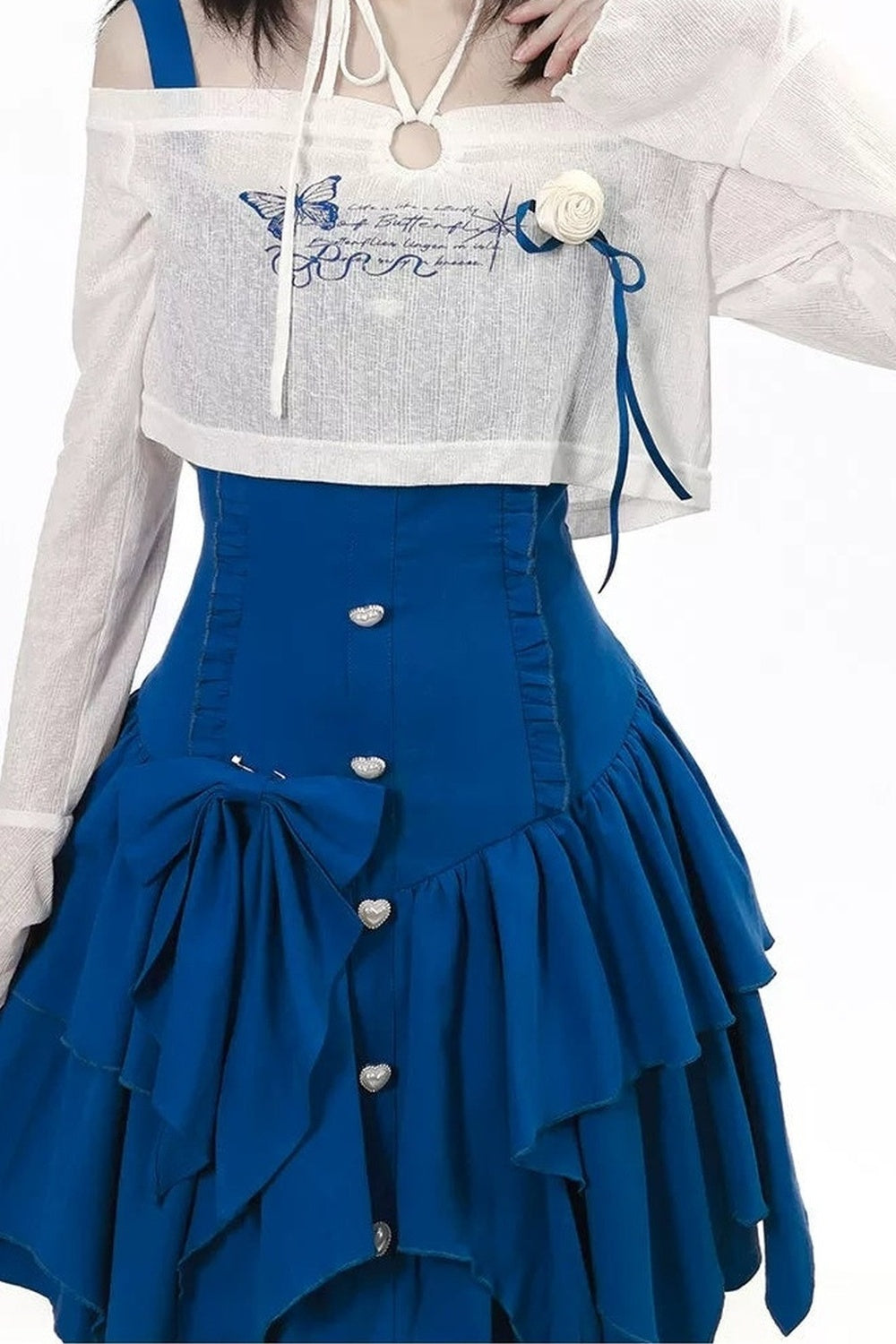 Butterfly Island ensemble robe en dentelle irrégulière avec haut à épaules dénudées