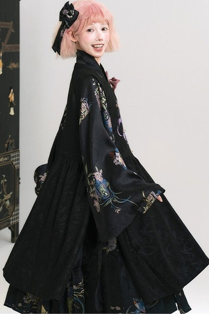 Floral Hanfu Puffy Dress Set