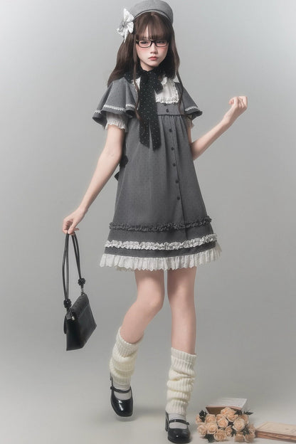 Gray Polka Dot Dress + Accessories