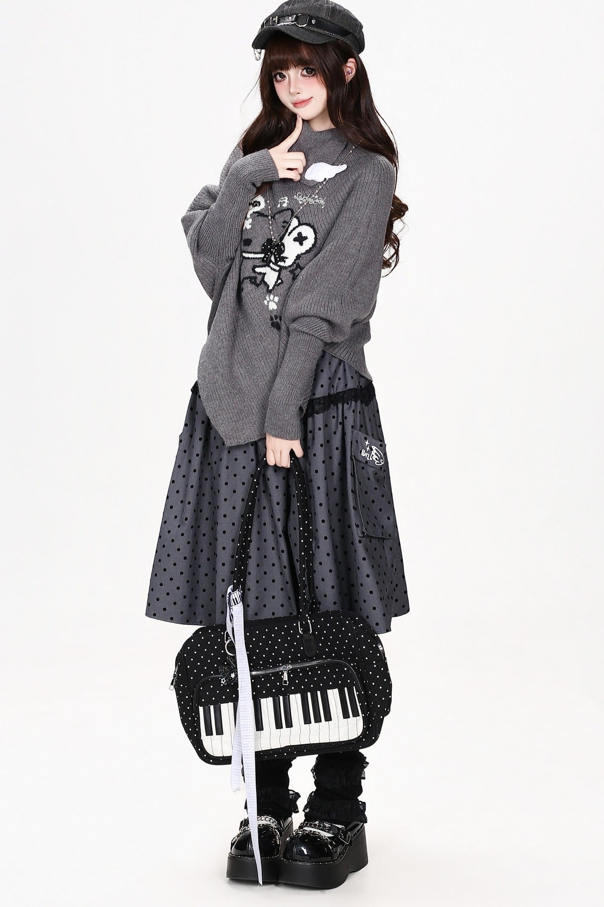 Cartoon Mouse Knit Cape Sweater