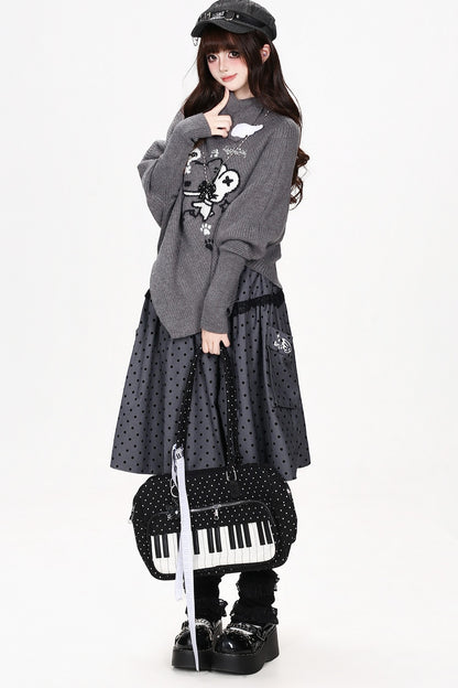 Cartoon Mouse Knit Cape Sweater