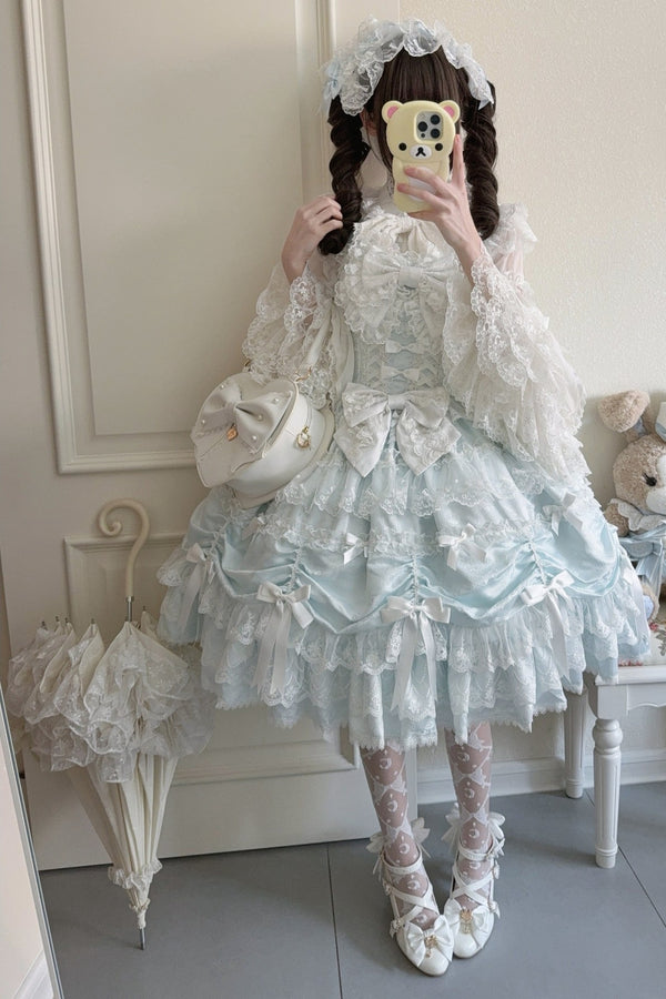 Silk Satin Doll-Like JSK Strap Dress