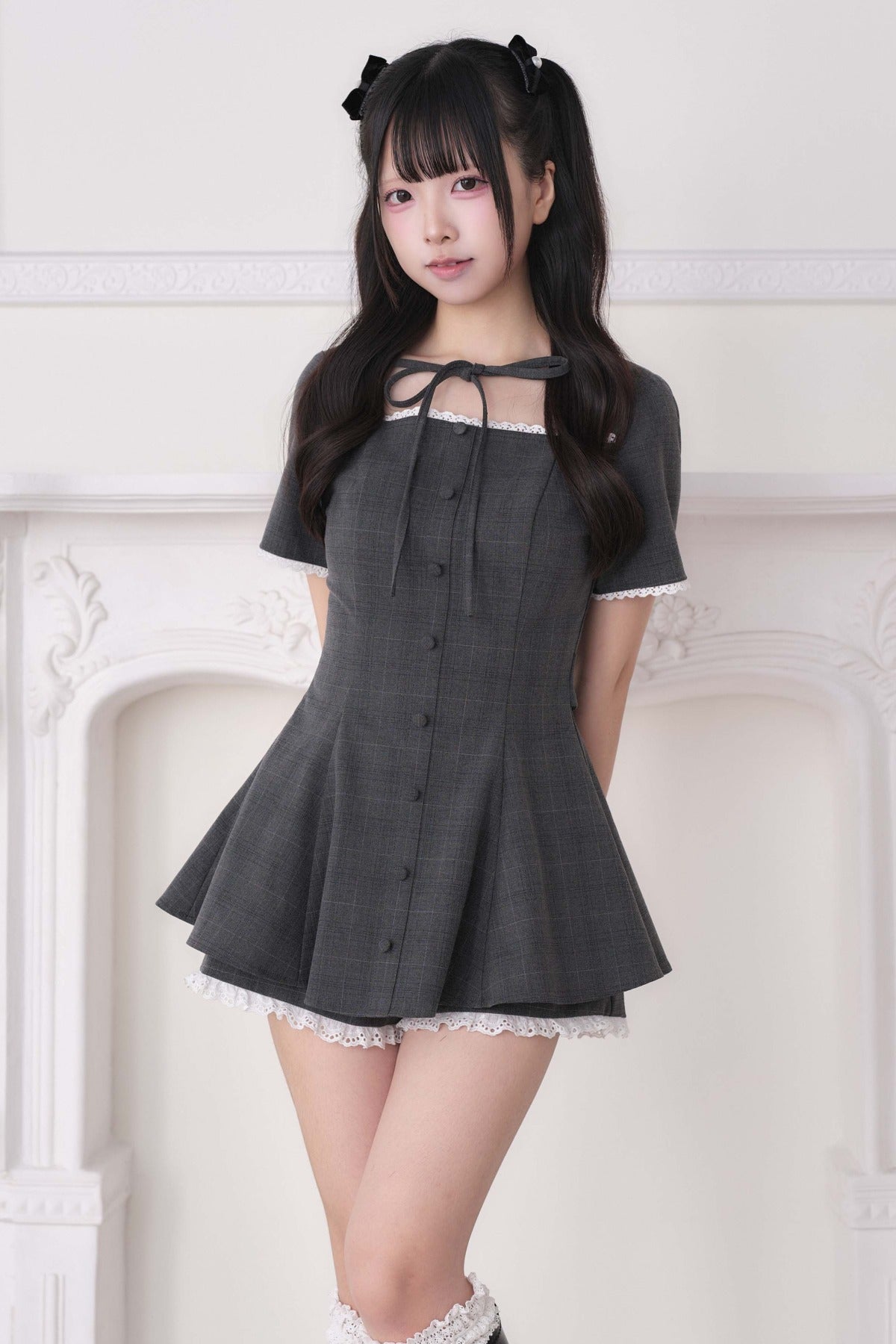 Lace Trim Plaid Dress