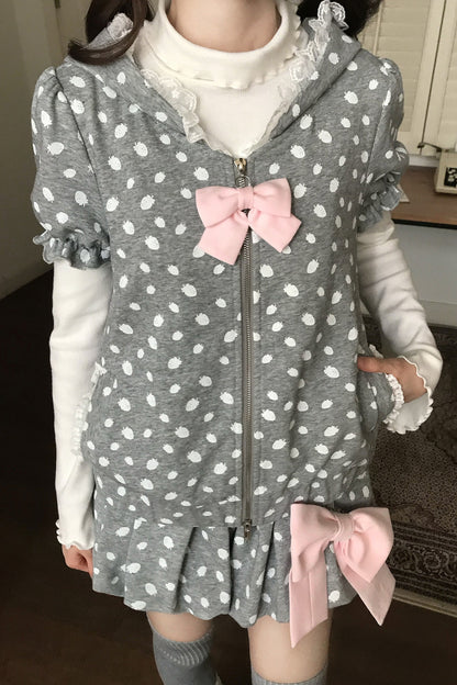 Strawberry Zip Hoodie and Shorts Set