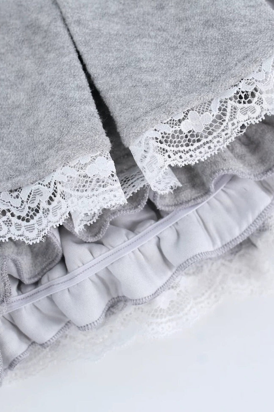 Gray Cardigan and Pleated Skirt Set-Up