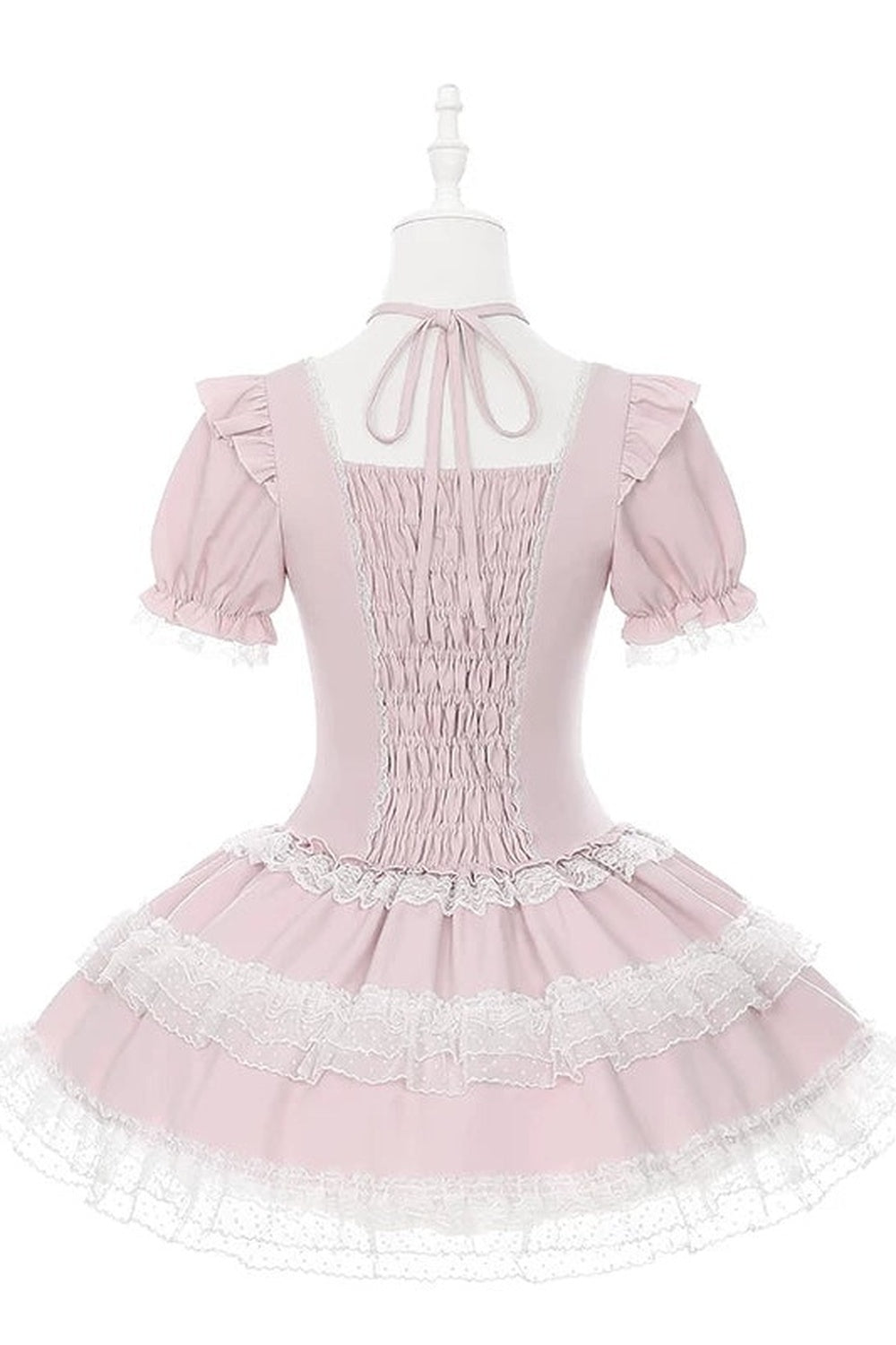 Pink Tiered Lace Halter Cake Dress