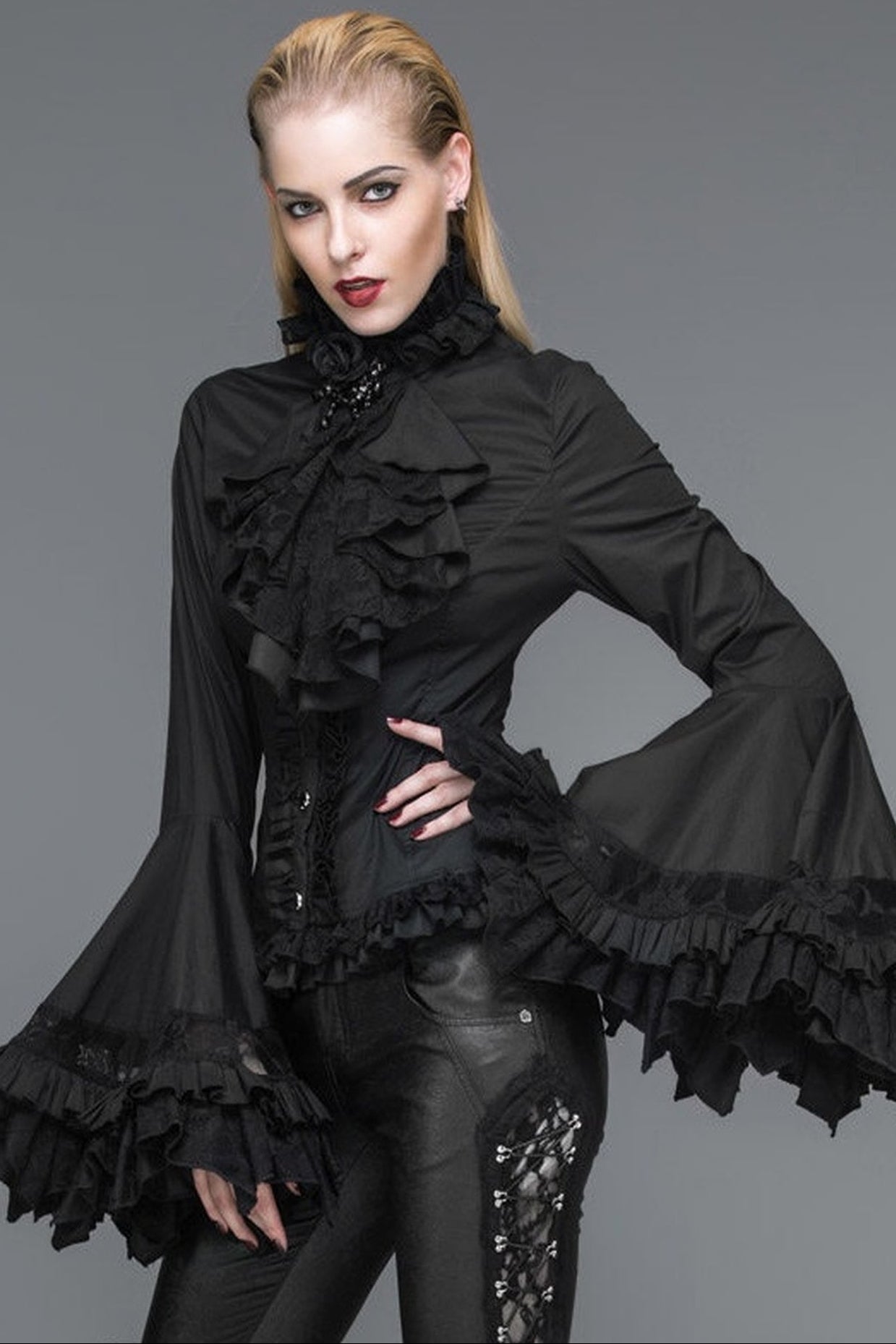Gothic Flared Princess Sleeve Blouse