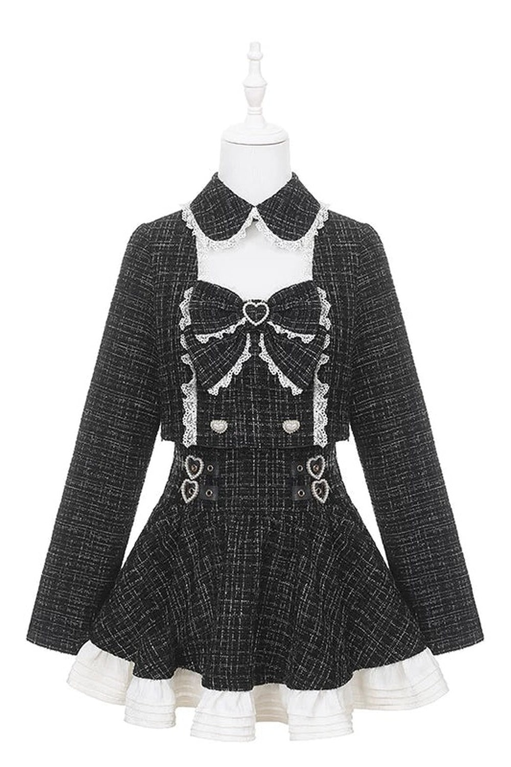 Long Sleeve Tweed And Short Skirt Set-Up