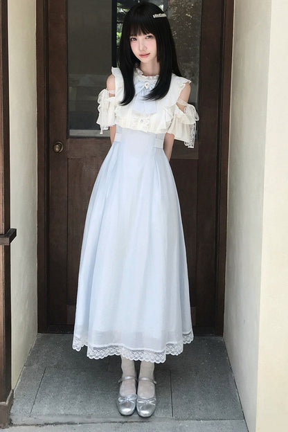 Schulterfreies Kurzarmkleid mit Einsätzen