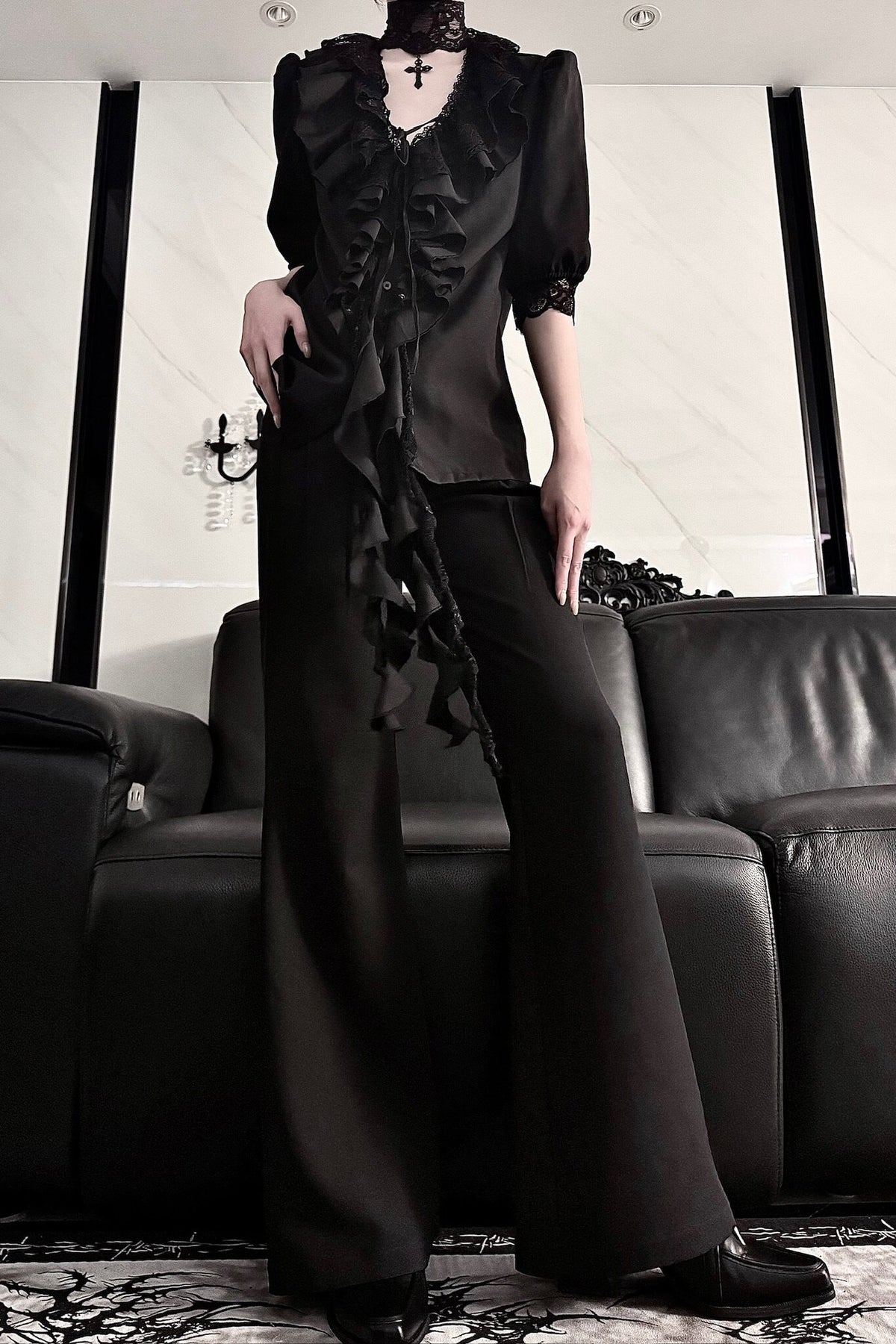 High-Waisted Slightly Flared Dress Pants