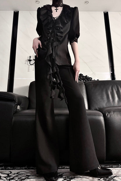 High-Waisted Slightly Flared Dress Pants