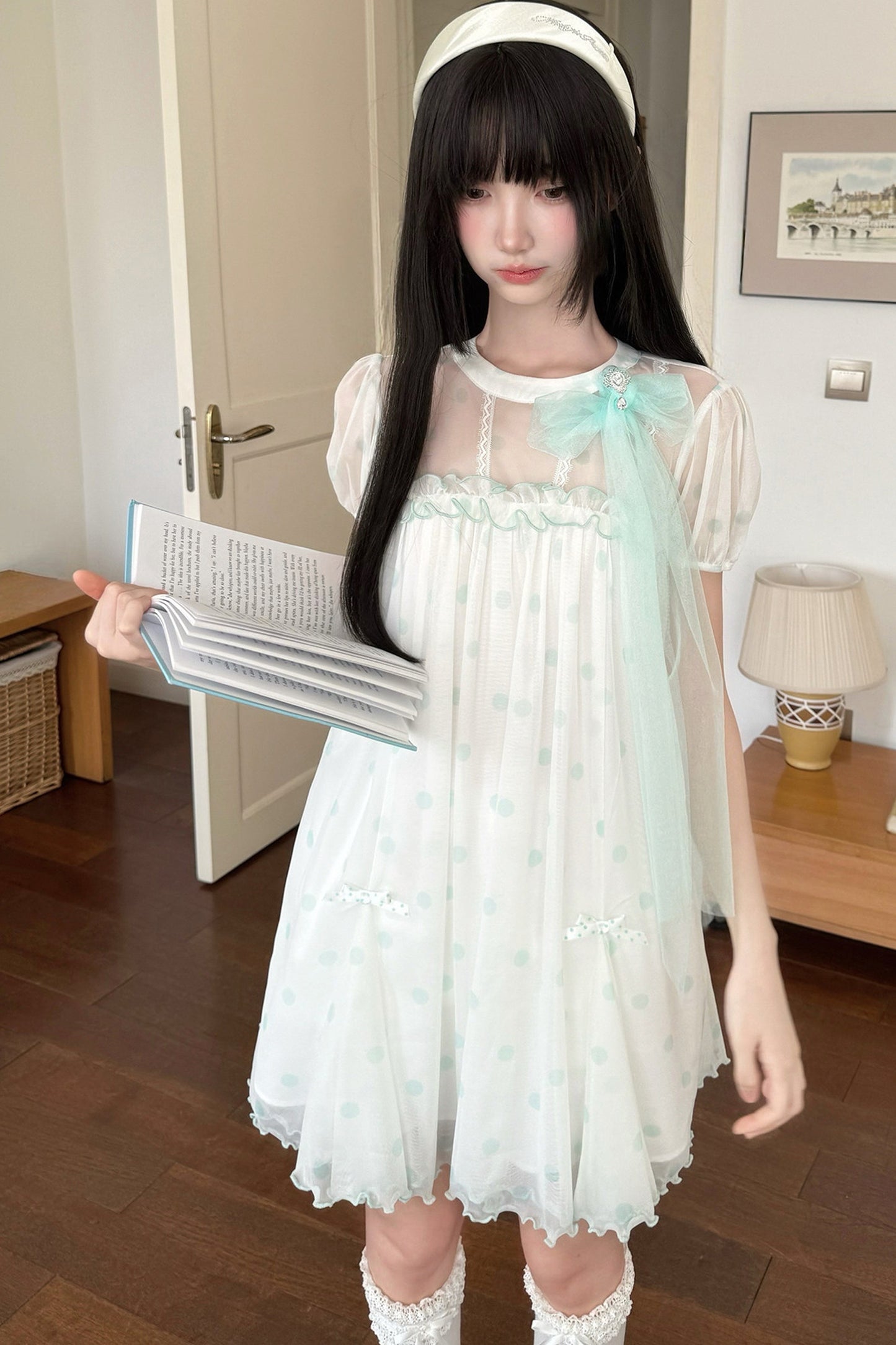Three-Layer Sheer Lace Babydoll Dress