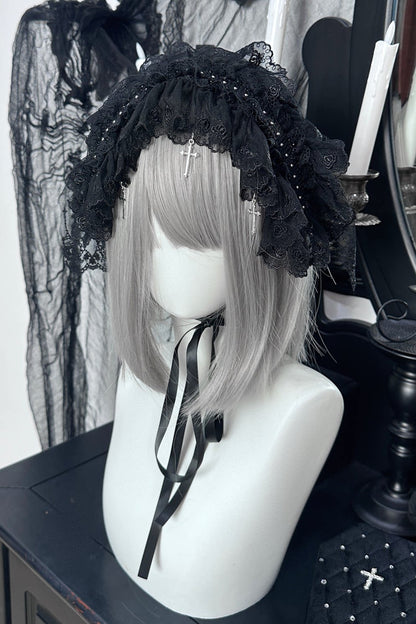 Gothic Lolita Lace Cross Pendant Headband