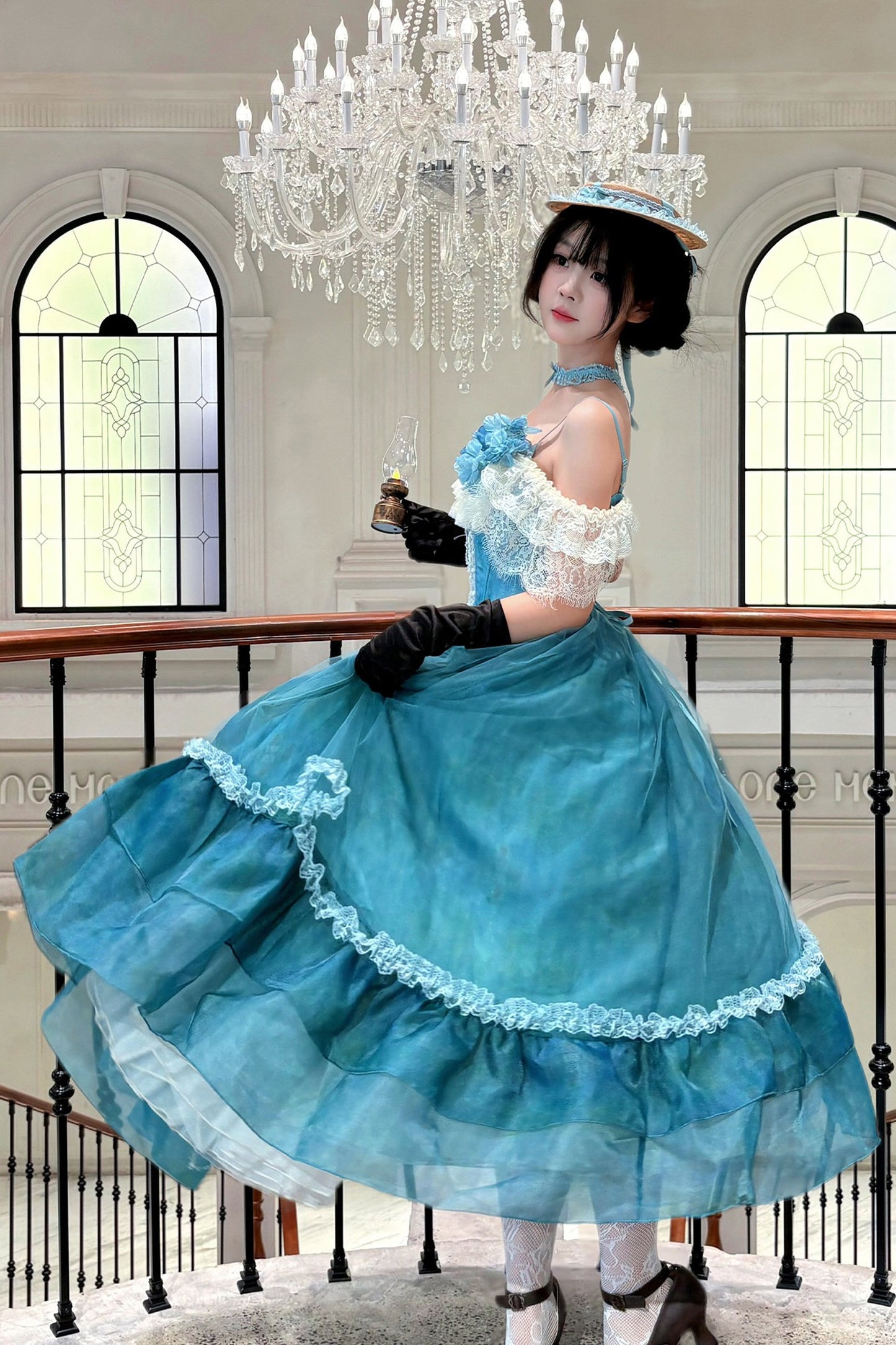 Water Lily Floral Long Dress