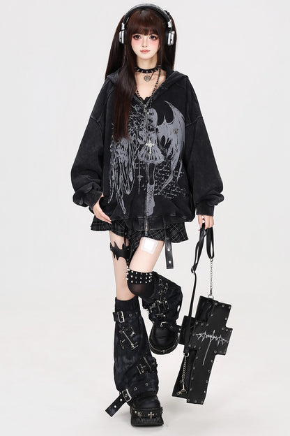 Devil Angel Kapuzenjacke im Destroyed-Look
